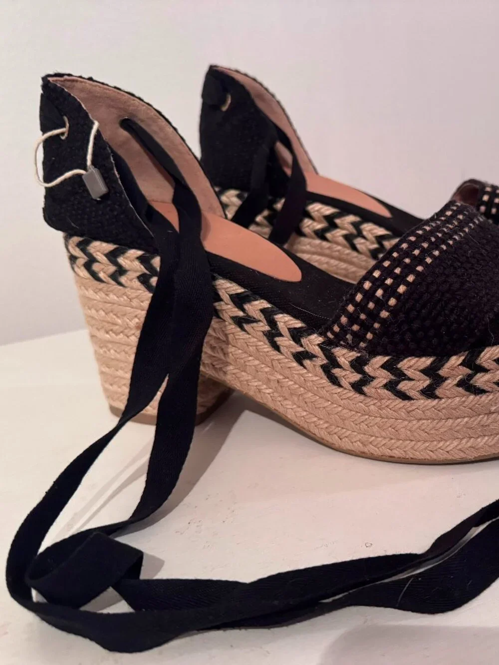NWT GORGEOUS CASTANER XIA PLATFORM ESPADRILLES Black & Cream - Size 10 US/ EU 41